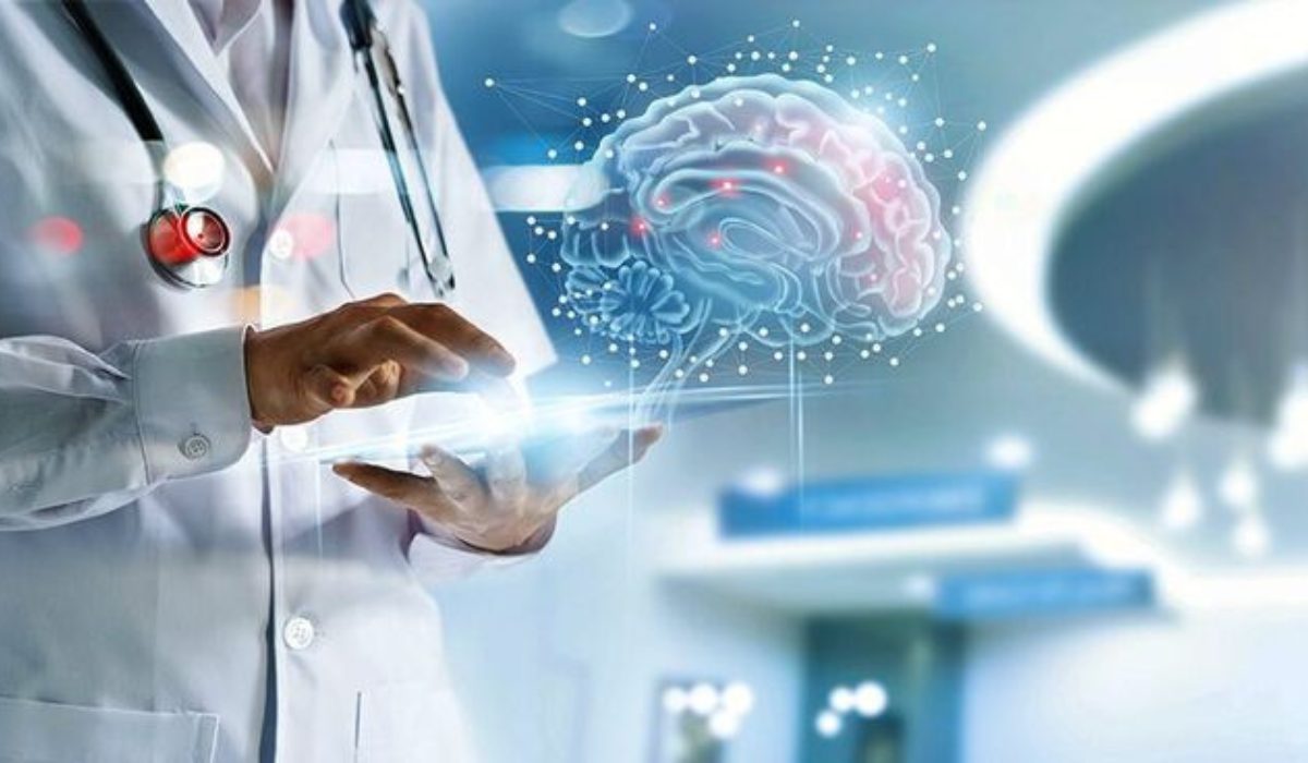 Doctor analyzing a digital brain model on a tablet for medical device QMSR inspection readiness.