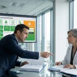 A professional-grade tablet in the foreground displaying a digital Data Integrity Dashboard with green compliance metrics, set against a blurred background of a high-end pharmaceutical cleanroom featuring stainless steel bioreactors and a technician in protective gear.