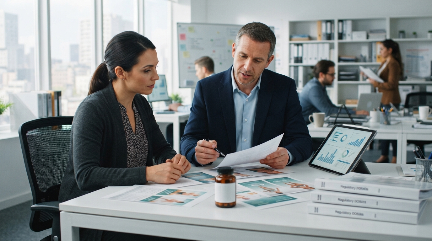 Compliance managers reviewing product marketing materials and label copy to prevent an FDA GLP-1 supplement warning.